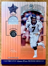 JOHN ELWAY 2001 Leaf Rookies & Stars DRESS FOR SUCCESS GU Jsy - Facemask DFS-19