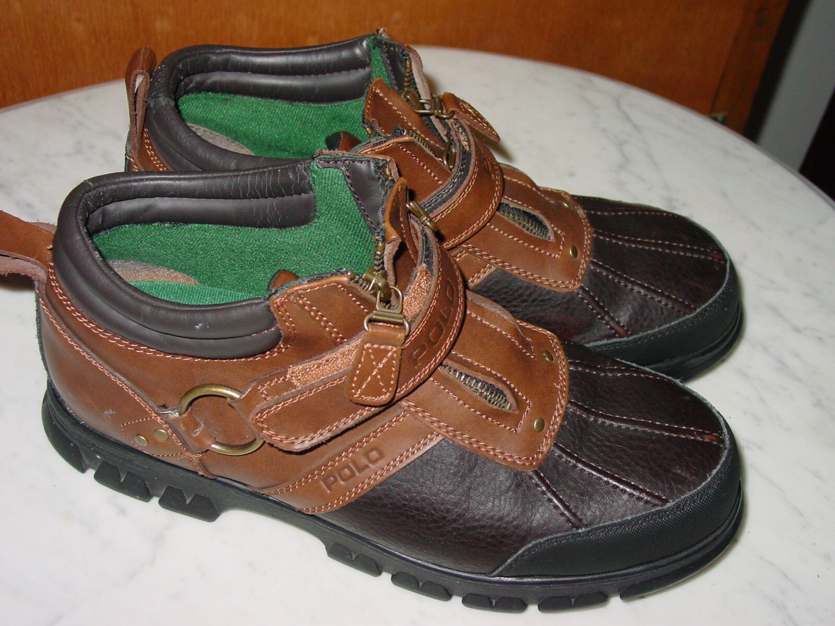 Mens Polo Ralph Lauren Conquest II Brown Ankle Leather Boots Size