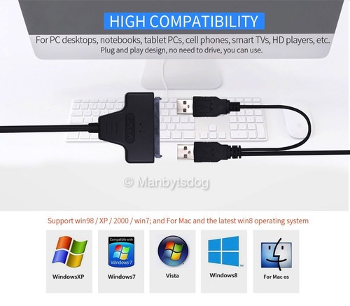 SATA 7+15 Pin 22Pin to USB 2.0 Cable Adapter For 2.5" Laptop Hard Drive Disk HDD - Picture 9 of 12