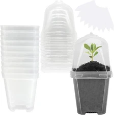 Transparent Nursery Pots 3 Inch with Humidity Domes for Seeds Starting, Clea...