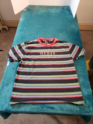 Guess T-Shirt Mens Short Sleeve Striped Sz Medium Asap Rocky