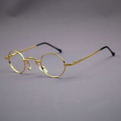 Vintage 37mm Small Oval Round Eyeglass Frames Spring Hinges Glasses Clear Lenses