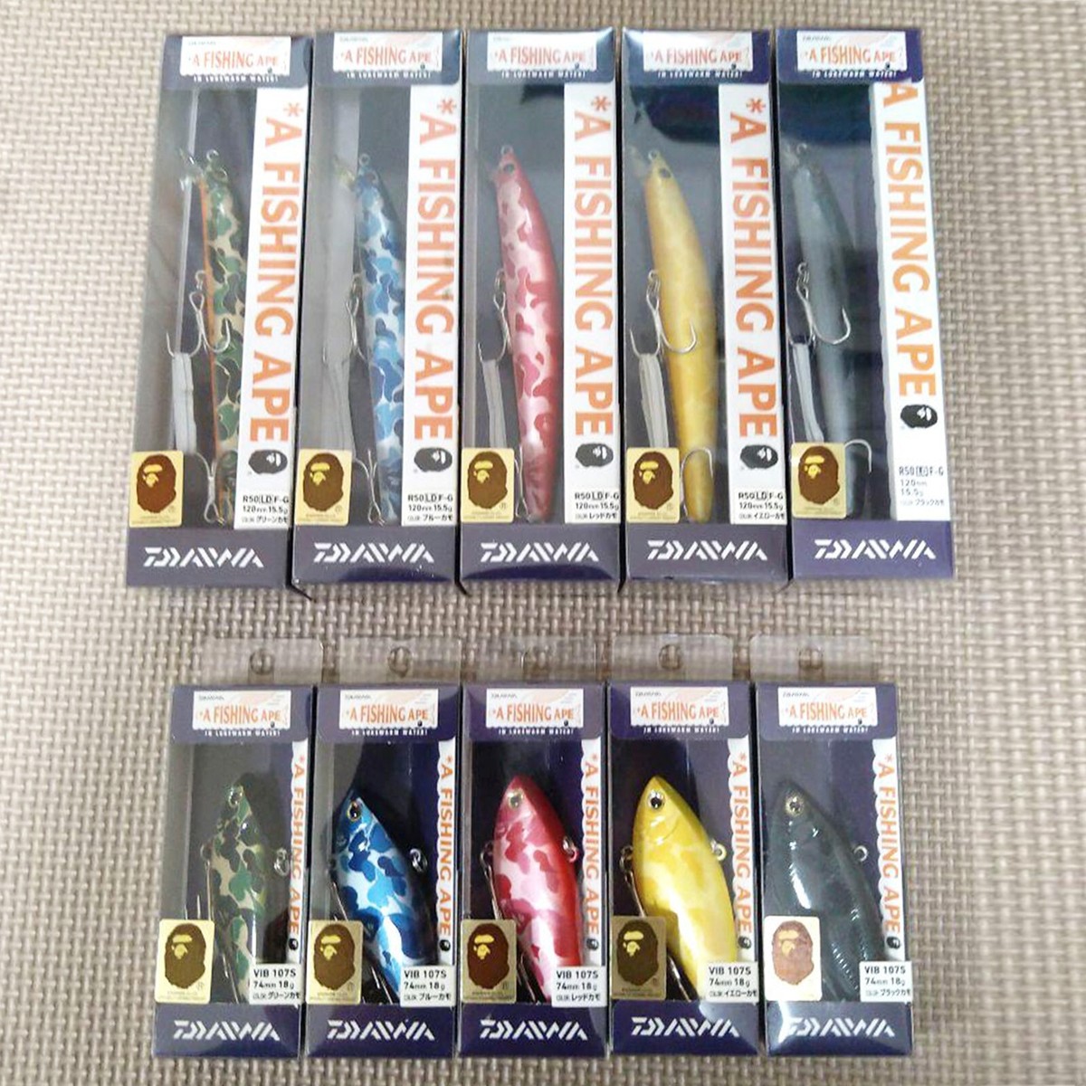 エイプ　A FISHING APE グリーンカモ　ピーナッツ　DAIWA　2個 A BATHING APE x DAIWA Collaboration A FISHING APE FISHING