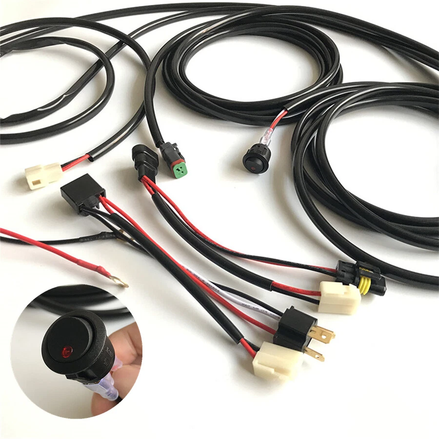12V Car LED Light Bar Wiring Loom Harness 9005 H4 Socket Driving