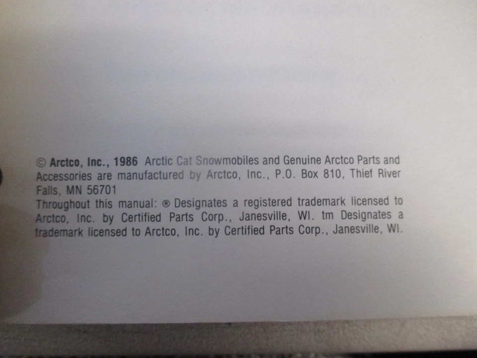 Arctic Cat Factory Service Repair Shop Manual 87 Jag-Panther-Super Jag 2254-351 - Image 3 of 4
