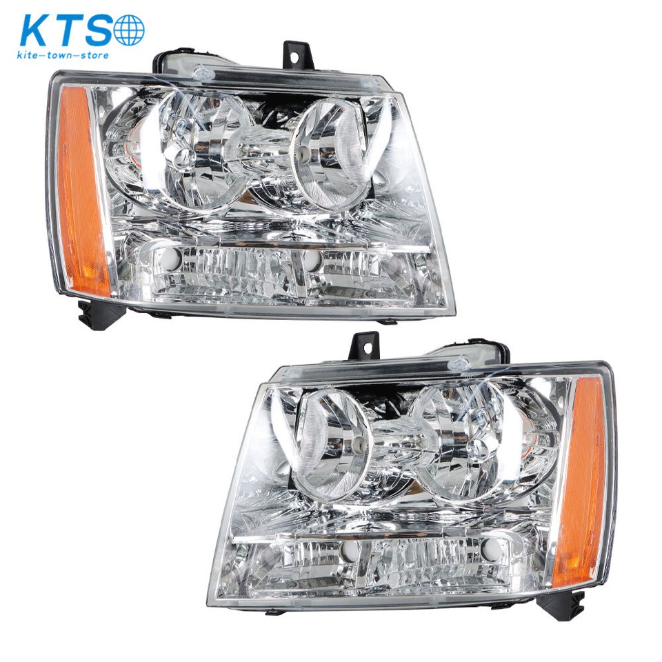 Par De Faros Delanteros Cromados Para Avalanche/Suburban/Tahoe 2007-2014 | Incluye Esquinas ámbar