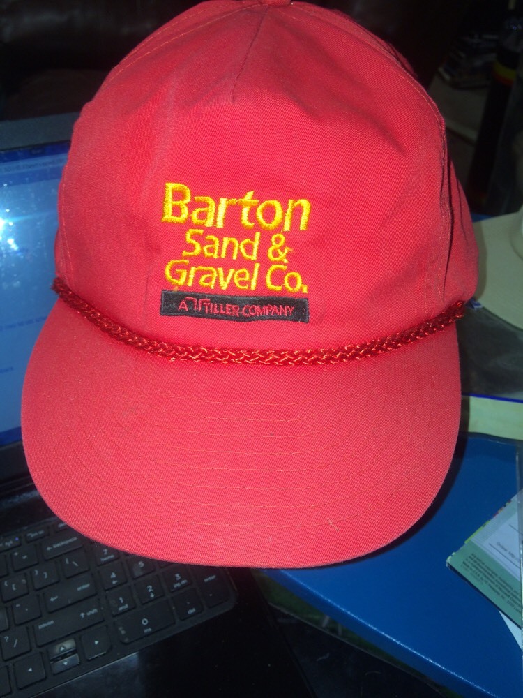 trucker hat baseball cap BARTON SAND & GRAVEL CO. old school lid retro vintage