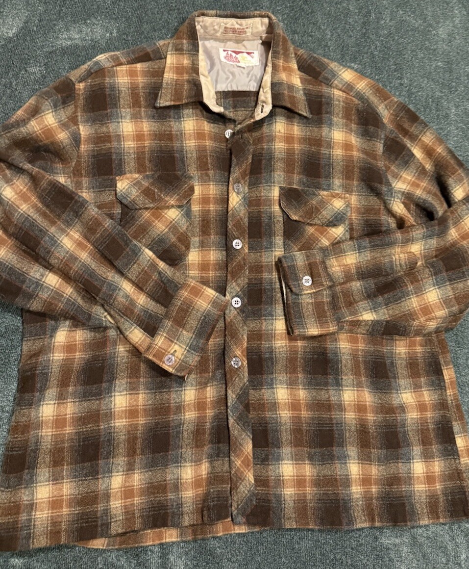 VTG Retro Mervyns High Sierra Wool Plaid Flannel Xl Hiking Outdoor Grunge As Is