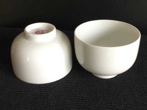 Vtg NORITAKE 2 Japanese Tea Tasting Cups Yunomi minimalist mcm handleless plain 