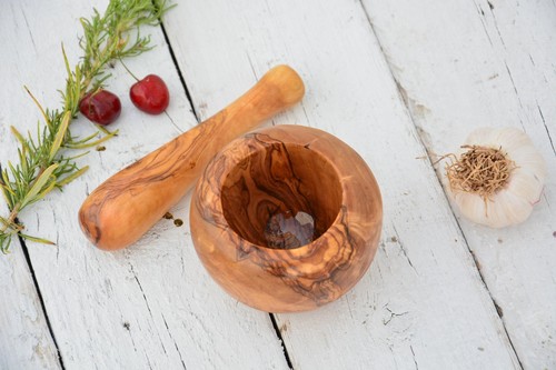 Olive Wood Mortar and Pestle - Rustic Kitchen Utensil Wedding Gift Gift for Mom - Picture 4 of 7