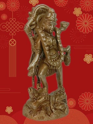 Königliche Messing Statue Idol Murti Göttin Maa Kali Mahakali Haus Tempel Man...