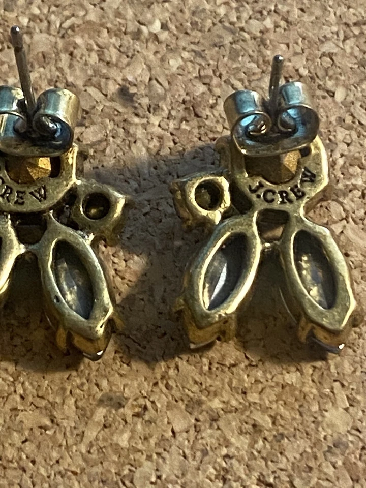 Pendientes J Crew Cristal Cluster Abanico Multicolor Azul Ámbar Púrpura Foto 2 de 4