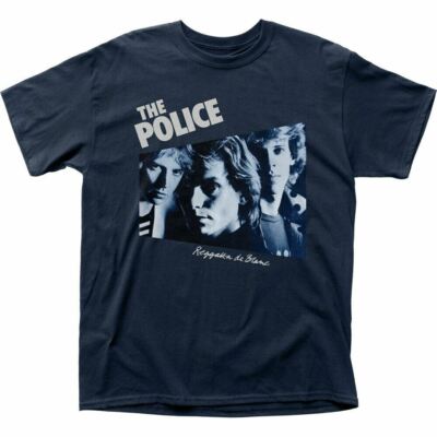 The Police Reggatta de Blanc T Shirt Mens Licensed Rock N Roll Band Navy Blue