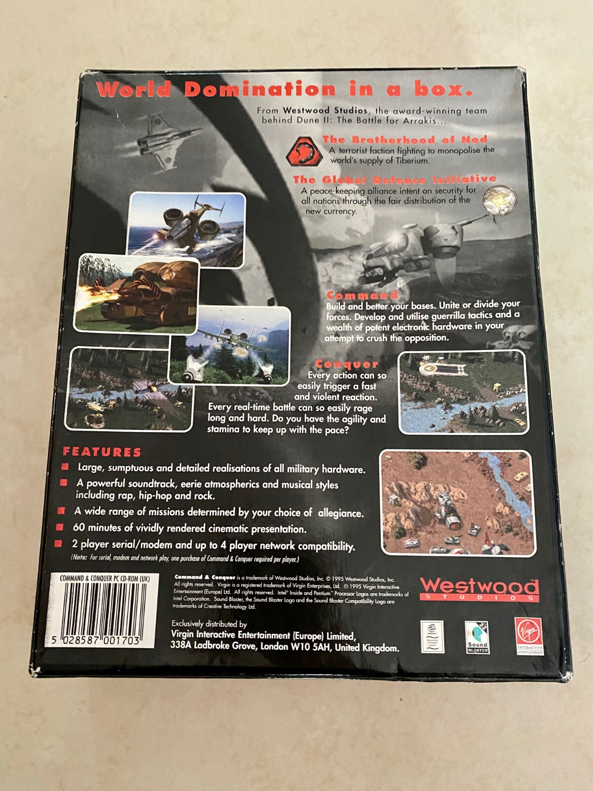 Command & Conquer PC CDROM Westwood Studios 1995 Big Box close to mint