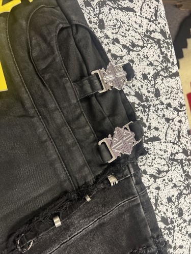 Guapi Obsidian Black Convertible Denim Chrome Buckle Jeans Size Size 30 - Picture 4 of 7