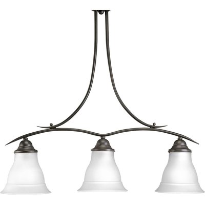 Antique Bronze Finish Linear Chandelier Etched Glass Progress Lighting P4325-20