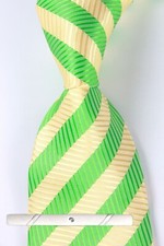 New Classic Striped Yellow Green Jacquard Weave 100 Silk Men's Necktie Tie