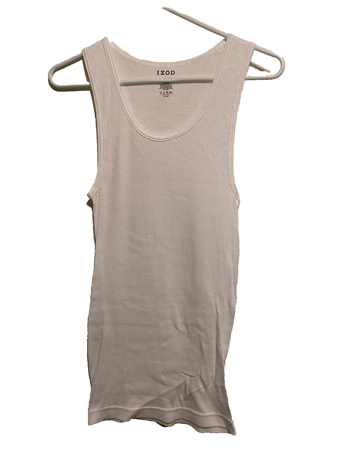 Izod Tank Top Mens Small White (5 Shirts) Ribbed Cotton Knit New NWOT open pack - Image 4 of 4
