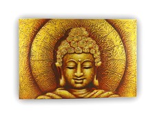 Budawi® Buddha Wandbild Bild Leinwand 60 x 40 cm Kunstdruck Relief Fengshui 
