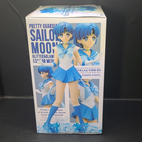 Glitter And Glamour Super Sailor Mercury Bandi Namco Statue New - Picture 4 of 6
