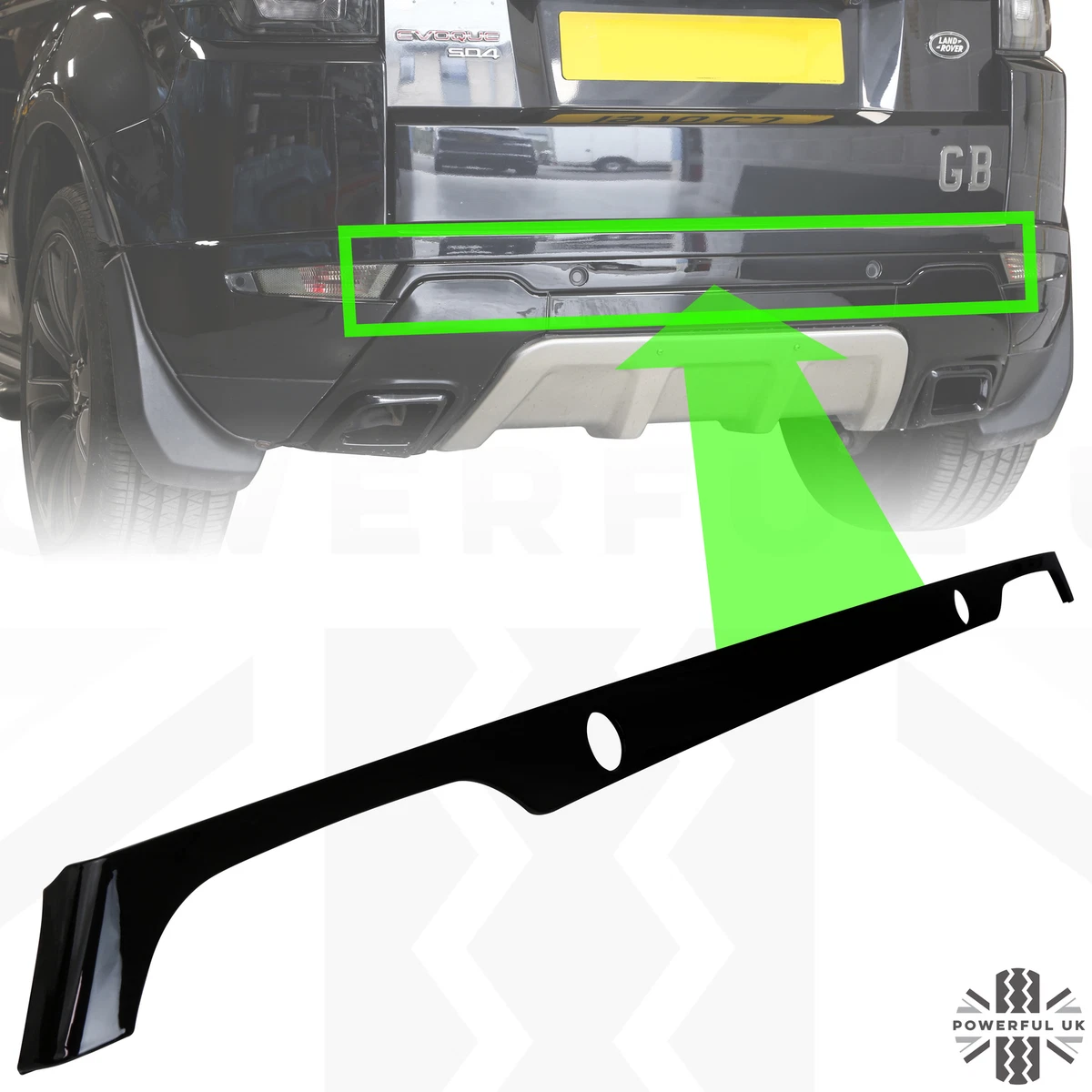 Gloss Black rear bumper trim insert cover for Range Rover Evoque