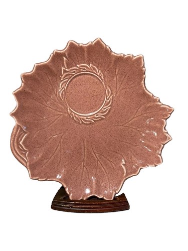 Steubenville Tea & Toast Woodfield Coral Salmon Pink Leaf Snack Set Footed Cup - Picture 3 of 12