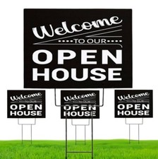 Open House Real Estate Signs   18x24  4 Pack Set Double Sided