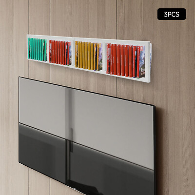 Metal Wall-Mounted CD Rack Set of 3 White 86.9 × 15.7 × 7.6 cm 4-Compartment