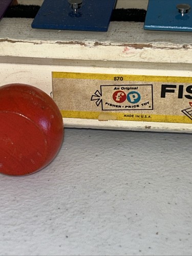 Vintage 1960's Wood Fisher-Price Pull-a-Tune Xylophone Piano with Mallet No. 870 - Picture 3 of 5