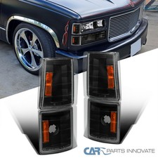 Fits 94-99 Gmc C10 Yukon Ck Suburban Corner Lights Turn Signal Lamps Black