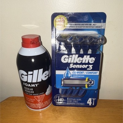 Gillette Sensor3 ComfortGel Disposable Razors 3-Blade 4 Pack Blue Men