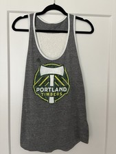 Portland Timbers Shirt Women Large Gray Adidas MLS Soccer Racerback Tank Top