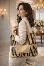 Stylische Canvas Damen Schultertasche – Khaki Leinen – robust & alltagstauglich