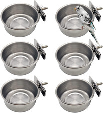 Tfwadmx 6 Pcs Bird Feeding Dish Cups Parrot Food Bowl Clamp Holder Coop Cup, Bir