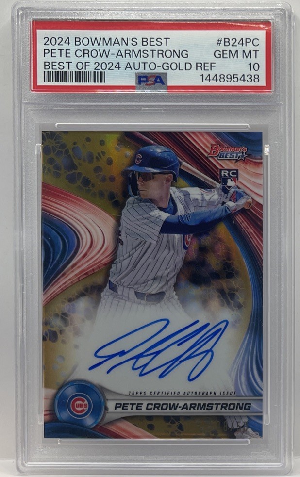 Pete Crow-Armstrong 2024 Bowman’s Best Gold Refractor Rookie Auto /50 PSA 10 GEM
