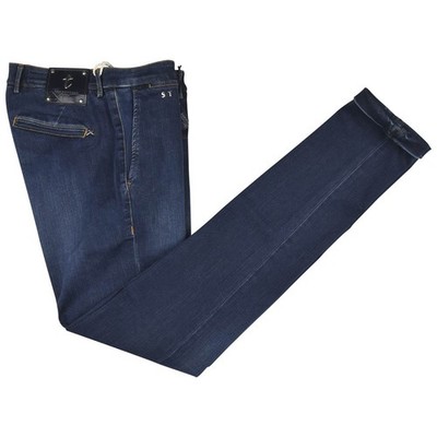 NEW TRAMAROSSA BLUE COTTON PL EA JEANS US 29 - EU 45 JTS369