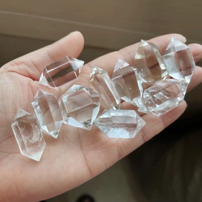 10pcs Natural clear quartz obelisk crystal double wand point healing 30-45mm