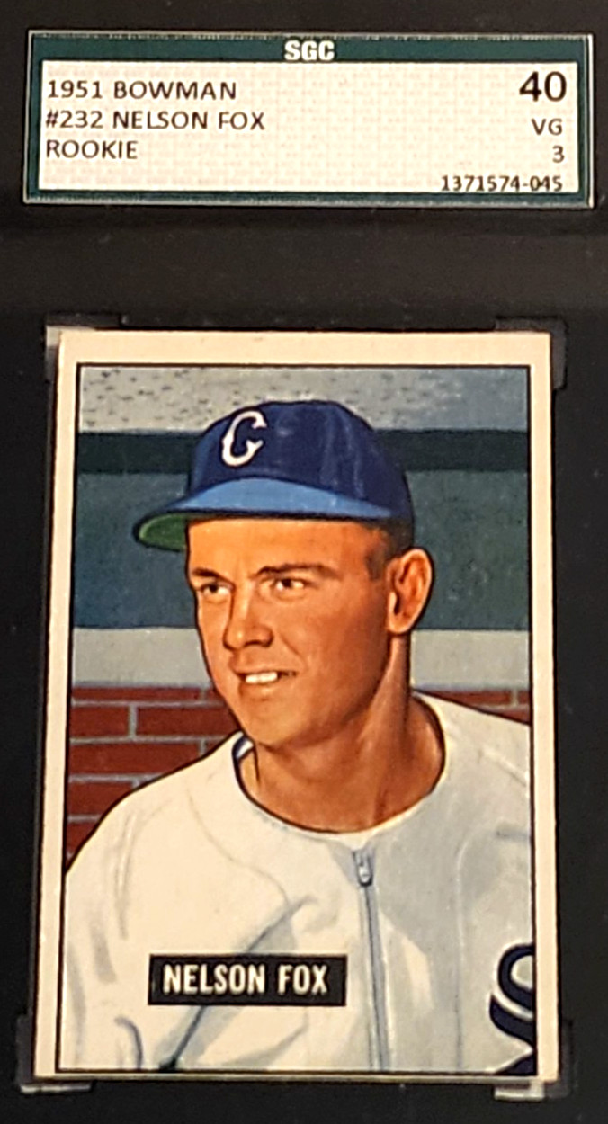 1951 BOWMAN #232 NELSON NELLIE FOX SGC VG 3 HOF RC ROOKIE