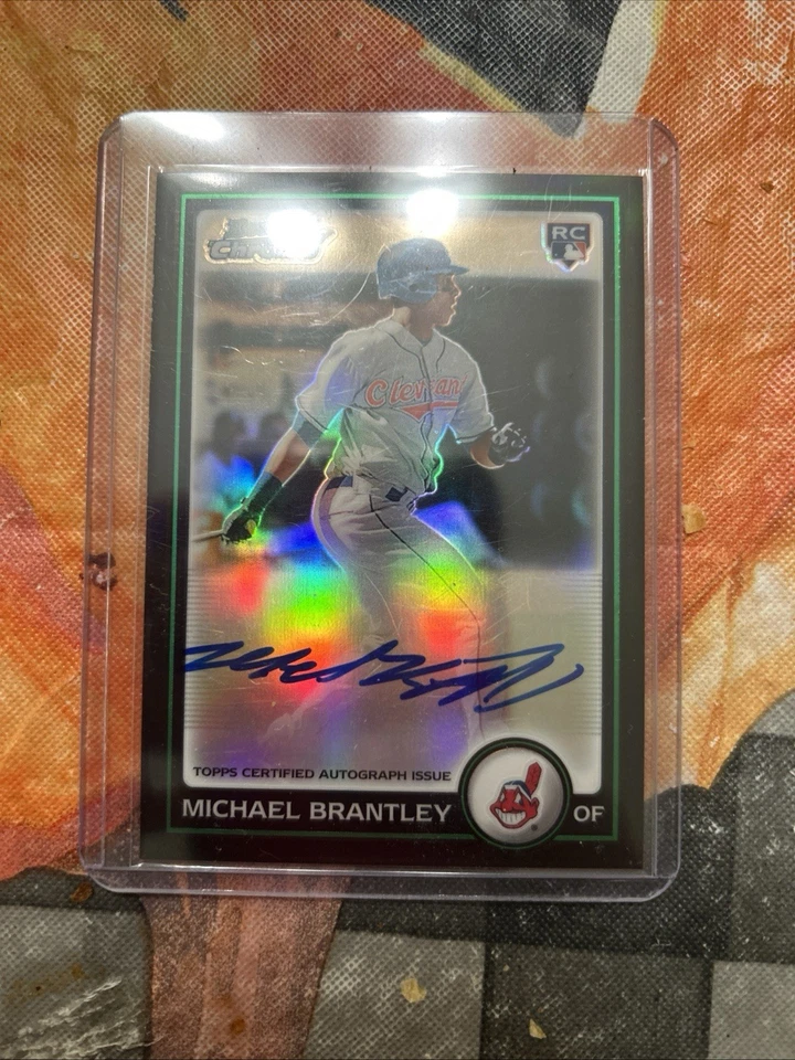 Bowman Michael Brantley #217 2010 cromo autógrafo novato refractor/500 Foto 3 de 3