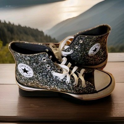 Converse  Chuck Taylor All Star Black Glitter High Top Sneakers 5 Good Condition