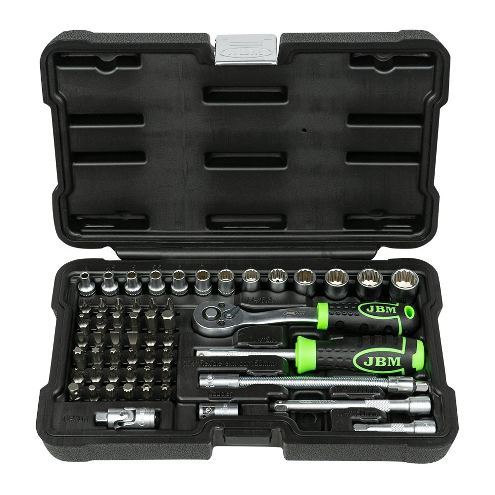 Set Utensili Professionali 56 Pezzi 1/4" Zincato - Bussole 12 Punte Top