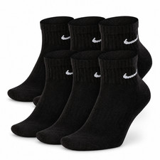 Nike Everyday Cushion Ankle Training Socks 6 Pairs Black/White Large