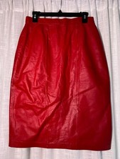 Vtg Dana Brooke Soft Cow Nappa Leather Pencil Skirt Women's 12 Corpcore Chic