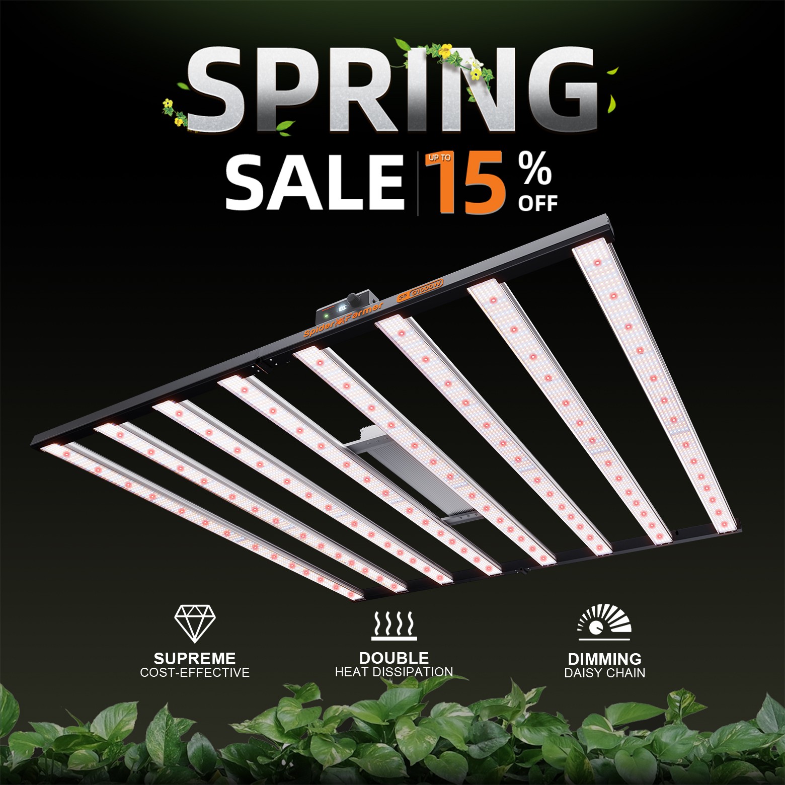 Spider Farmer G1000W LED Grow Light Full Spectrum for Commercial Grow CO2 Indoor