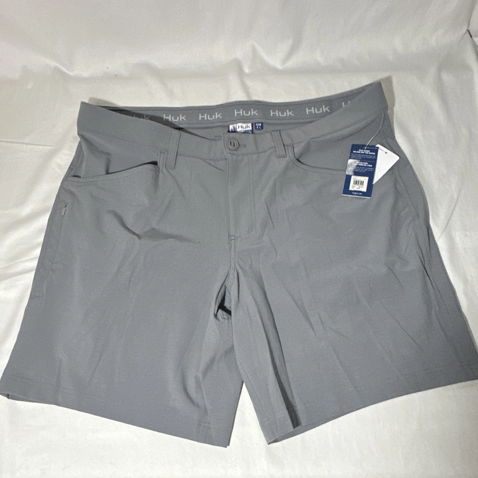 Huk Kona Short Gray Men's Fishing Shorts Pockets 9" Inseam Size 40W