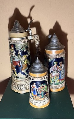 Rare Vintage West Germany Musical Beer Stein-Family Set3-Piece-Daddy Mommy, Baby