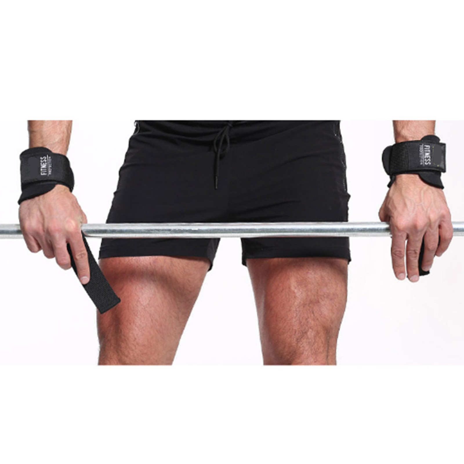 2PCS Black Weightlifting Wrist Strap Durable Anti Slip Wrist Wraps For Weight Li