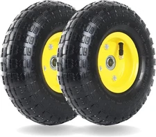 AR-PRO (2 Pack) 4.10/3.50-4 Tire and Pneumatic (Upgraded), Yellow 