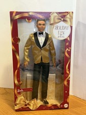 Barbie Signature 2025 Holiday Ken Doll 3 Brown Hair Gold Tux JGK56