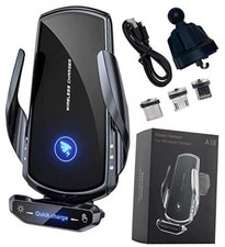 Wireless Car Charger Mount 15W Fast Charging Auto Clamping Automotive Electric